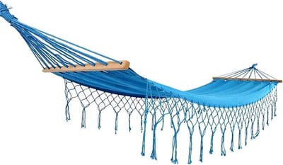 Draagbare Hangmat - Kampeerhangmat Schommel - Ontspannen Buiten - Ademend Canvas - 290 cm Lengte - Blauw