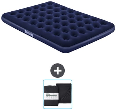Bestway luchtbed - 2-Persoons - 152 x 203 x 22 cm - Blauw - Inclusief en Hoeslaken