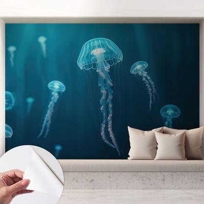 Coloray Zelfklevend Behang - Maritieme elegantie Zelfklevend fotobehang - 208x146 cm - Blauw Zelfklevend Behang - Voor de badkamer, slaapkamer en woonkamer. - Plakklare achterzijde - Stickerbehang op rol