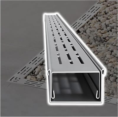 Afvoerkanaal Systeem - Roestvrij Staal Goot - Water Afvoeren - Hoog Draagvermogen - 100 cm Lengte - Zilverkleurig