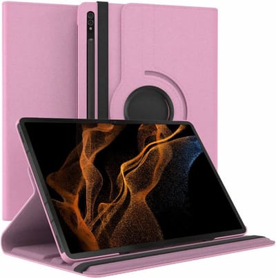 Draaibaar Hoesje 360 Rotating Multi stand Case - Geschikt voor: Samsung Galaxy Tab S8 Ultra - 12.4 inch - SM-X900, SM-X906 - Licht roze