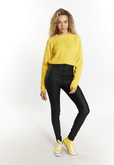 Mymo Gebreide cropped trui Dames geel