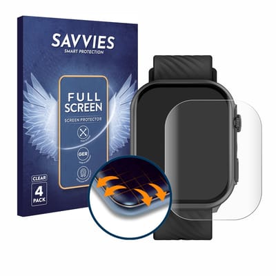 Savvies - Screenprotector voor Yuede Smartwatch 2" - Folie Beschermfolie transparant volledig dekking 4 Stuks