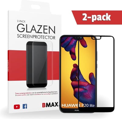 2-pack BMAX geschikt voor Huawei P20 Lite Glazen Screenprotector met volledige dekking | Beschermglas | Tempered Glass