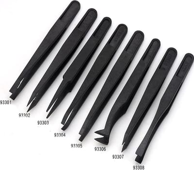8 Stuks Pincet Set – Plastic – Precisie voor Hobby, Sieraden, Knutselen – Zwart