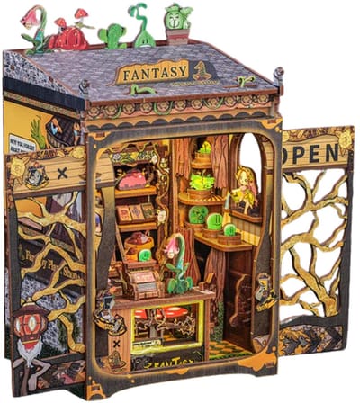 CuteBee Book Nook - Modelbouw - Houten 3D Puzzel - DIY Bouwpakket Volwassenen en Volwassenen - Boekensteun - Boekenhouder - Fantasy Plant Shop