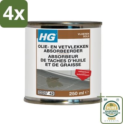 HG Natuursteen Olie & Vetvlekken Absorbeerder 250 ml - Voordeelverpakking - 4 stuks - Natuursteen reiniging - Vloeren schoonmaken