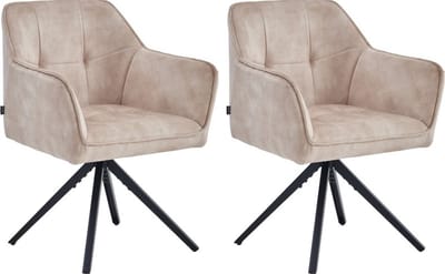Colenis® - Pearl Eetkamerstoel - Set Van 2 - Beige - Adoré Velvet - Industrieel