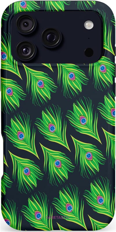 Casetastic hoesje geschikt voor Apple iPhone 17 Pro Max - MagSafe - Dubbellaagse bescherming - Veren van verleiding - Fashion Case - Groen Zwart
