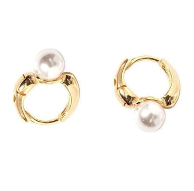 Oorbellen Zilver - Zilveren Oorringen - Parel - Verguld - 14mm