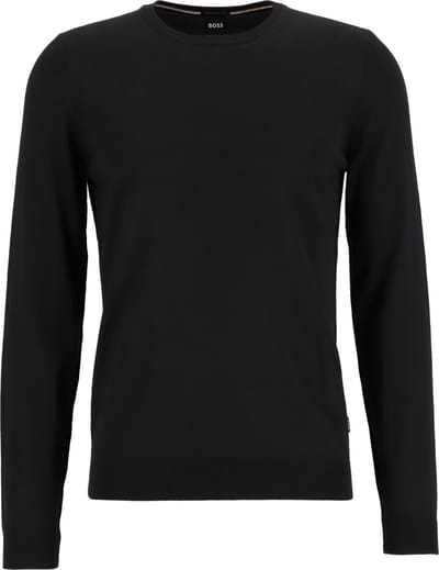 BOSS Leno heren trui wol - slim fit met O-hals - zwart
