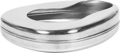 Ondersteek met Deksel - Bedpan Urinoir - Thuiszorg Mobiliteit - Grote Capaciteit RVS - 35.5 x 28.5 cm - Zilver
