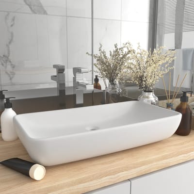 vidaXL - Wastafel - rechthoekig - 71x38 - cm - keramiek - matwit