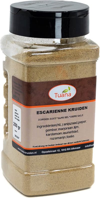 Tuana Kruiden - Escarienne Kruiden Zonder Zout - Strooibus 140 Gram - MP-E-0001