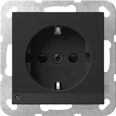 Gira Systeem 55 Led Veiligheid Plus Schuko Stopcontact Zwart Matt - 4170005 - E3YZN