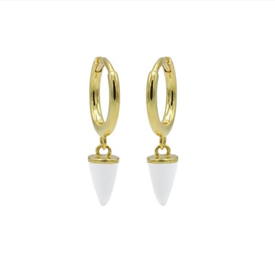 Karma Oorringen Hinged Hoops Emaille Cone Wit Goud