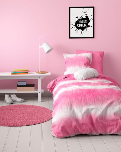 Mistral Home - DEKBEDOVERTREK - katoen renforcé - 140 x 200 cm + 65 x 65 cm - eenpersoons - tie-dye - roze - Voor kinderen