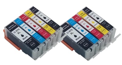 KATRIZ® huismerk inkt Canon PGI570XL / CLI571XL (10stuks) - Met chip | voor Canon Pixma MG 5700 series/6800series/7700 series/TS5050 series/TS6050 series/TS8050 series/TS9050series