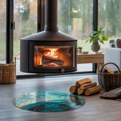Coloray Vloerplaat Houtkachel - Onderplaat Kachel - 70 cm x 70 cm - Houtkachel Vloerplaat - Turkoois Vloerplaat Kachel - Onderplaat Voor Houtkachel - Vloerplaat voor Houtkachel - Vloerplaat Open Haard - Verwarmingsaccessoires