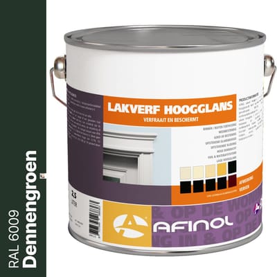 Afinol Hoogglans Lakverf Dennengroen (RAL 6009) 2,5 liter - Lak - Houtlak - Houtverf - Voor Binnen en Buiten - geschikt voor hout, metaal en kunststof