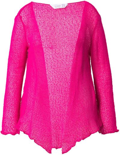 MIAMODA - Dames - Jasje elastische slim fit openingen golvende randen - Neon bes - Maat 58+