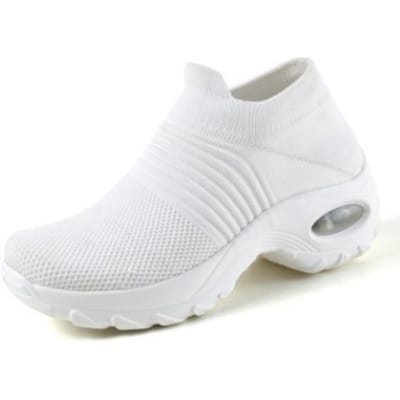 Plus Size Damesschoenen Luchtkussen Fly-Knit Sneakers Instapschoenen Dames Casual Schoenen Sok Schoenen Casual Damesschoenen 40 white