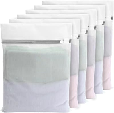 Set van 6 Wasnetten voor de Wasmachine, 40x30cm, Ideaal voor Fijne Was, Ondergoed en Kleding