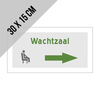 Pictogram/ bord | "Wachtzaal" - pijl naar rechts | 30 x 15 cm | Patiënt | Wachtruimte | 1 stuk