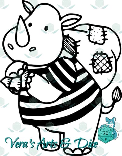 Neushoorn Reiziger Sticker - Dieren in het Dagelijks Leven - Schattige Stickers - Handgemaakte Stickers - Journaling - Bullet Journal - Scrapbooking - Leuke Stickers - Laptop Sticker - Telefoon Sticker - Cute - Dier - Lief