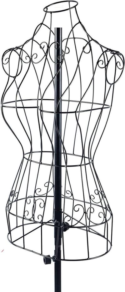Paspop Kledingstandaard - Etalagepop Buste - Dameskleding Presenteren - IJzerdraad Constructie - 140-160 cm Verstelbaar - Zwart