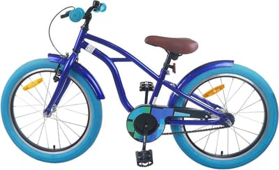Kinderfiets 18 inch - Jongensfiets Meisjesfiets - Fietstraining en Plezier - Dubbel Remsysteem - 115-125 cm - Donkerblauw