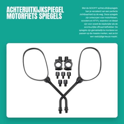 Dailygoods - Achteruitkijkspiegel - Motorfiets Spiegels - Zwart - Scooter Toebehoren - Vervangingsspiegels
