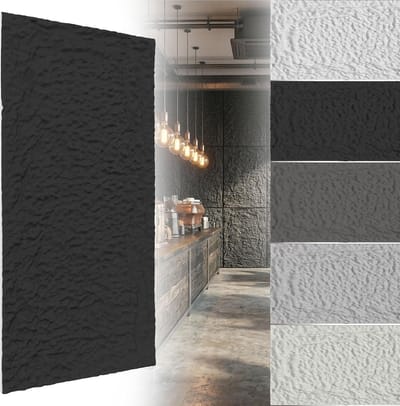 ACXIN Wandpanelen 3D - Wandpanelen Steenlook Muurpanelen Wandbekleding PU Waterdicht Badkamer Woonkamer Keuken - 120x60cm - 5cm Dik - Diepzwart - 2 Stuks