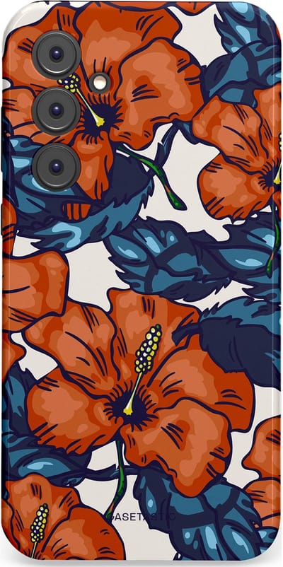 Casetastic hoesje geschikt voor Samsung Galaxy A35 - Dubbellaagse bescherming - Exotische paradijs - Fashion Case - Terracotta Donkerblauw Bruin Donkergrijs