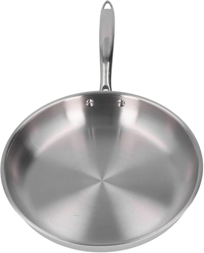 Koekenpan Anti-aanbak - Snel Verwarmend - Moeiteloos Koken - Drielaags Staal Constructie - 22 cm Diameter - Zilver