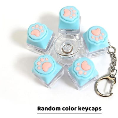 Kattenpoot Fidget Spinner Sleutelhanger met LED-licht Indrukbare Mechanische Toetsdop Stressverlichtend Speelgoed, Anti-Angst Sensorisch Speelgoed voor ADHD