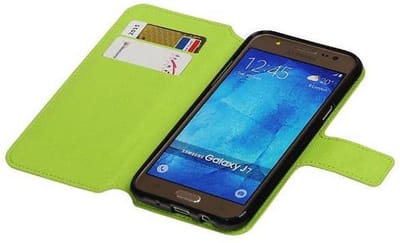 Cross Pattern TPU Bookstyle Hoesje - Wallet Case Telefoonhoesje - Geschikt voor Samsung Galaxy J7 Groen