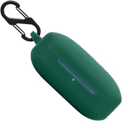 Schokbestendige Silicone Hoes voor Draadloze Oordopjes, Beschermende Case met Sleutelhanger in Donkergroen, Ideaal voor OnePlus Buds Pro 2 en Meer