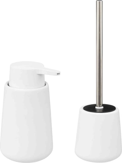 5Five - WC/Toiletborstel met zeeppompje 250 ml - wit - keramiek