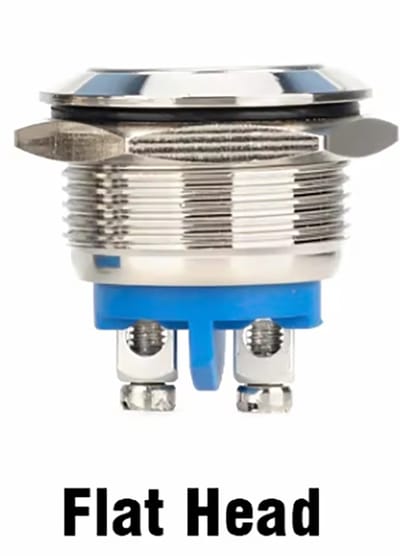 Metalen Pulsschakelaar OFF-(ON) ⌀16mm - Momentschakelaar - Maak - 3A 230V - Plat