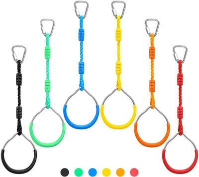 Unyqoos® Set van zes kleurrijke turnringen voor buitensport en speelplezier