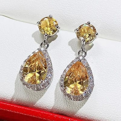 Luxe Vierkante Groene Zirkonia Kristal Hanger Oorbellen Exquise Modieuze Bruiloft Sieraden voor Vrouwen gray