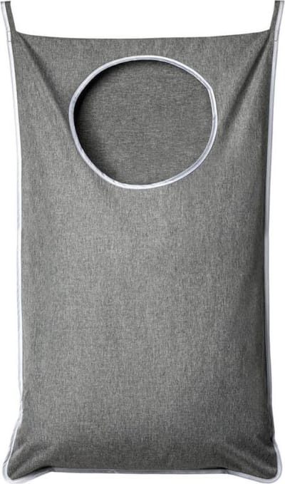 Ophangbare Wasmand - 77x50 cm - Grijs - Opvouwbare Wasmand - Plakhaakjes Zelfklevend - Deurhaakjes - Rits