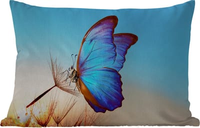 Buitenkussens - Tuin - Vlinder - Paardebloem - Blauw - 50x30 cm