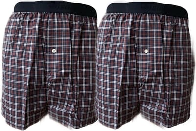 Embrator 2-stuks mannen Boxershort geruit blauw/wit/donker rood XXL