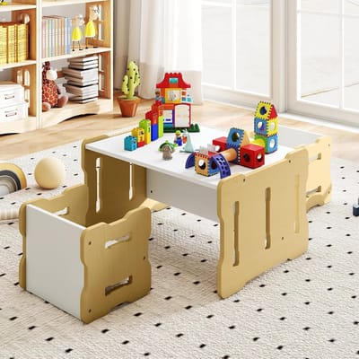 Kinder tafel met stoelen set - Multifunctionele kindertafel - Ruimtebesparend design - MDF hout - Inclusief 2 stoelen - Speeltafel & bureau - Kindermeubel - Speelkamer & studietafel - Kinderbureau set