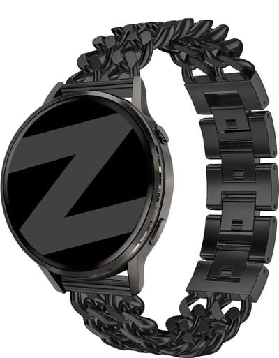 Bandz Metalen 'Double Chains' bandje geschikt voor Garmin Vivoactive 6 / 5 / 3 / Vivomove / 3 / HR / Style / Luxe / Sport / Trend / Forerunner 645 / 570 / 245 / 170 / 165 / 70 / 55 / Venu / SQ / SQ2 / 2 Plus / Approach S12 / S40 / S42 / S44 - Zwart