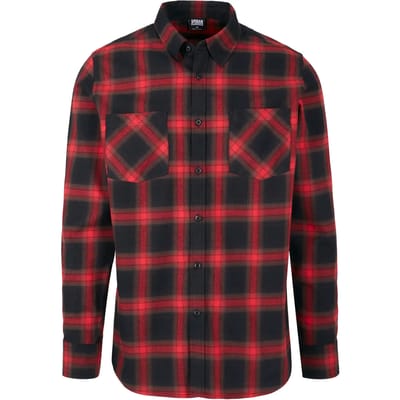 Urban Classics Checked Flanell Shirt 6 Flanellen overhemd zwart-rood M