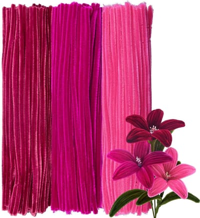SnelShoppen - 300 Stuks Pastel Rode Chenille Draad 30cm Lang - 8mm Dikke Creatieve Pijpenragers voor DIY Bloemen, Feestdecoraties en Knutselprojecten