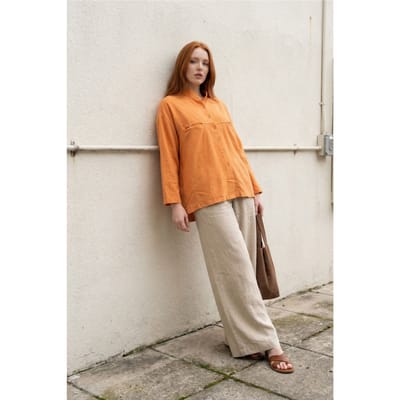 Oversized Linnenmix Lange Mouwen Shirt